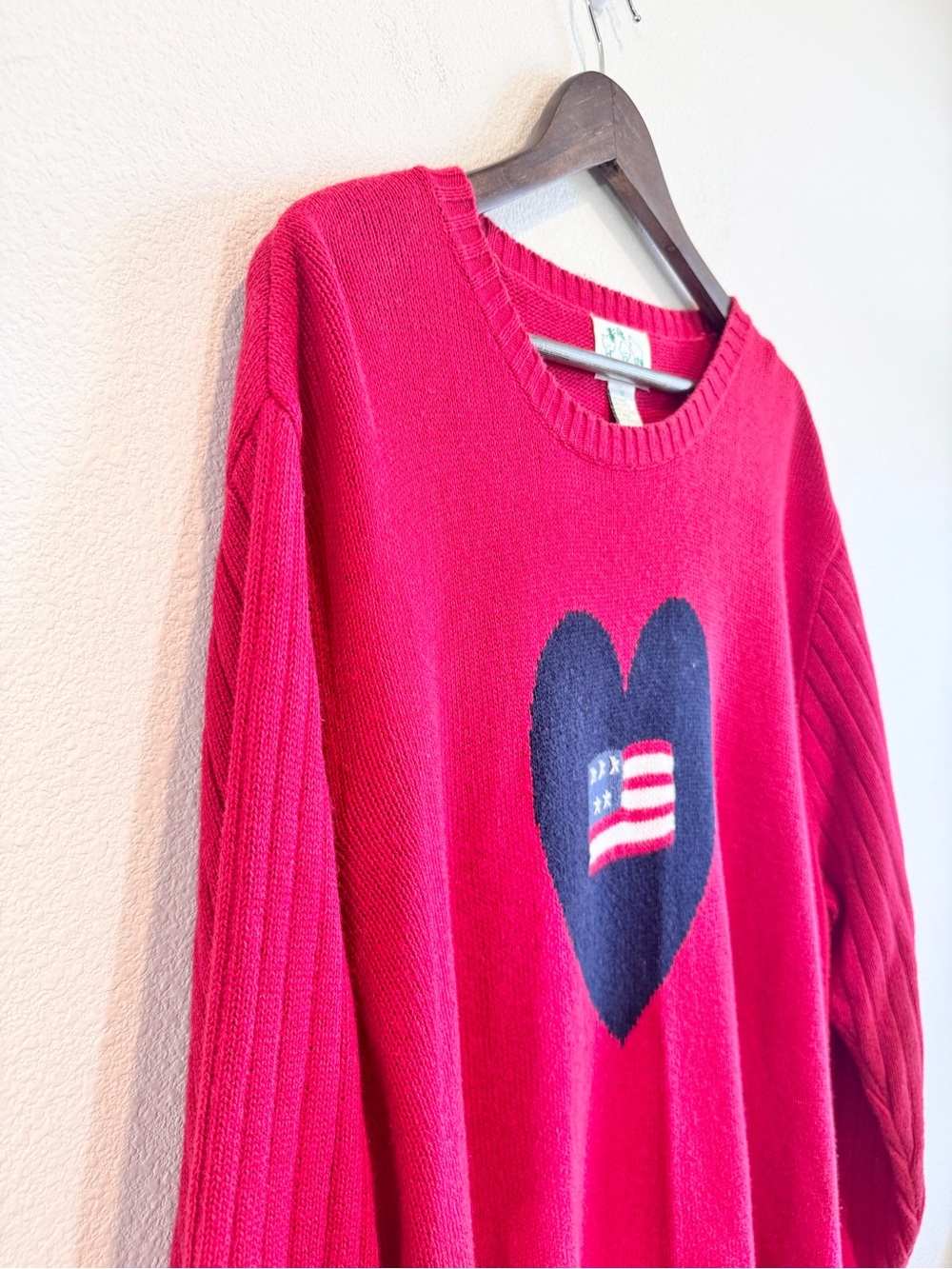 Vintage Americana Cottagecore The Quacker Factory Heart Sweater Red Plus 2X F37 - Picture 3 of 8